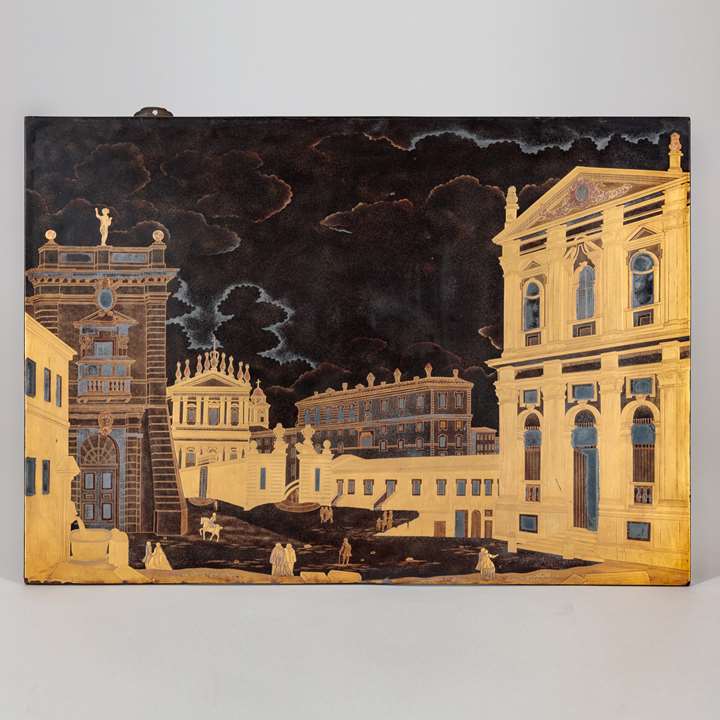 Plaque with a view of Santi Domenico e Sisto and Santa Caterina a Magnanapoli